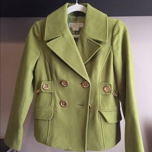 Michael Kors Green Double Breasted Peacoat